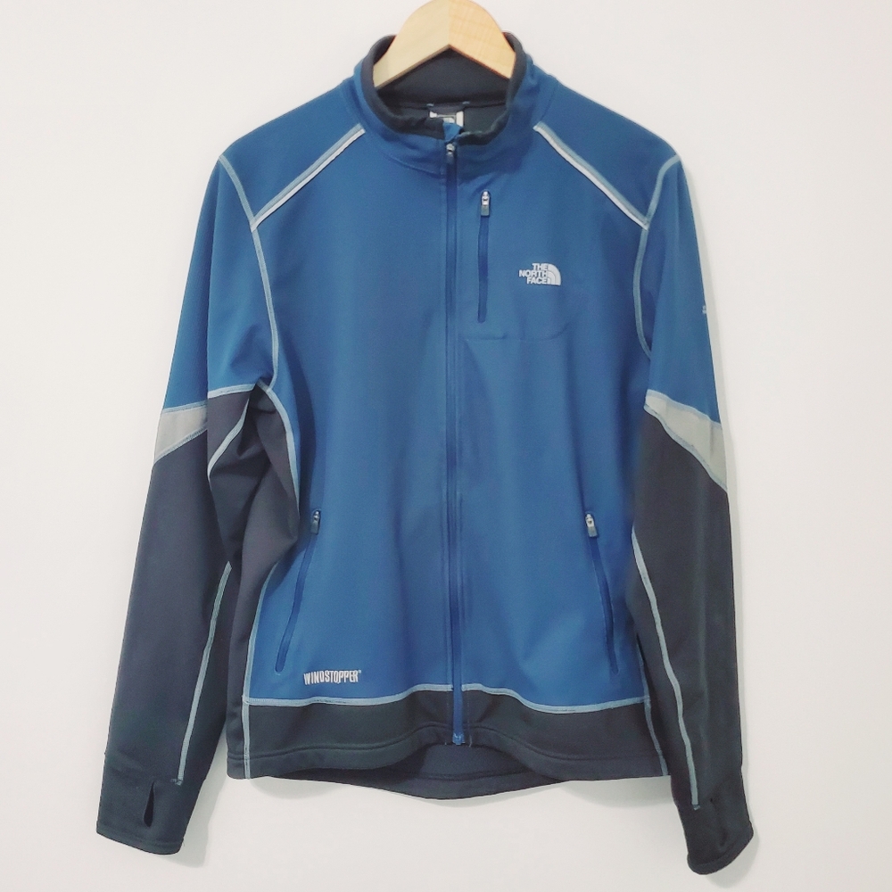 The North Face Mens Flight Series Windstopper Jacket Full Zip Blue Black Medium